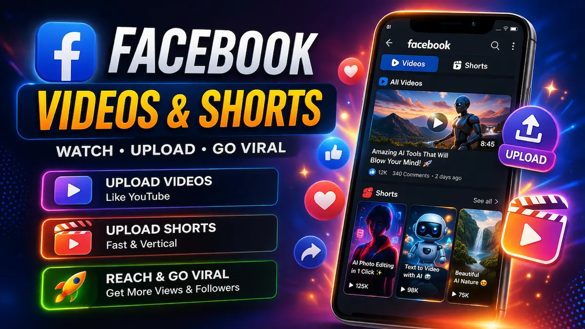 Facebook videos and shorts upload guide showing content growth tips